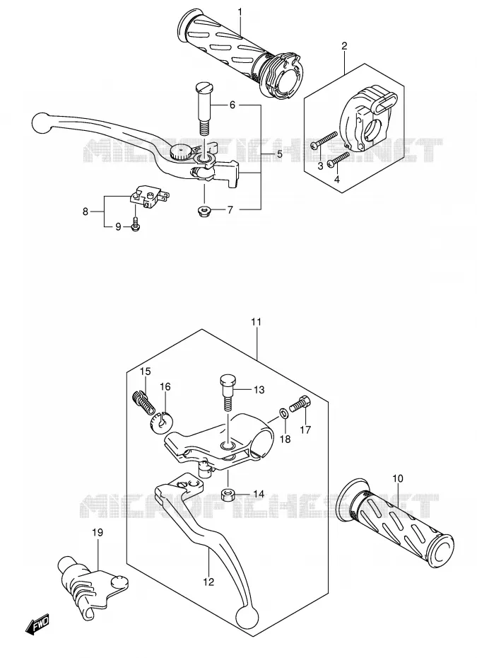 LEVERS - HANDGRIPS (MODEL K3/K4/K5/K6) Suzuki MOTO 650 SV 2006  SV650K6(E2)