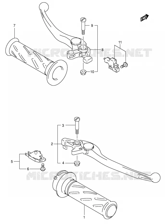 LEVERS - HANDGRIPS (SV1000/U1/U2) Suzuki MOTO 1000 SV 2004  SV1000K4(E2)