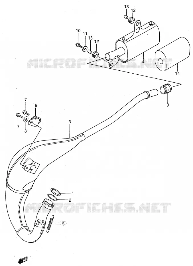 MUFFLER (MODEL K/L/M/N/P/R/S) Suzuki MOTO 80 RM 1988  RM80J(E28)
