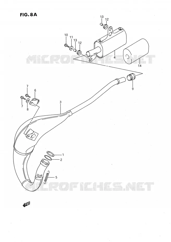 MUFFLER (MODEL K/L/M/N/P/R/S) Suzuki MOTO 80 RM 1988  RM80XJ(E2)