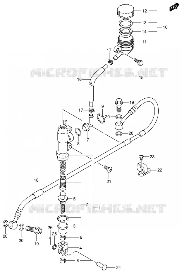 REAR BRAKE MASTER CYLINDER (MODEL K3) Suzuki MOTO 125 RM 2004  RM125K4