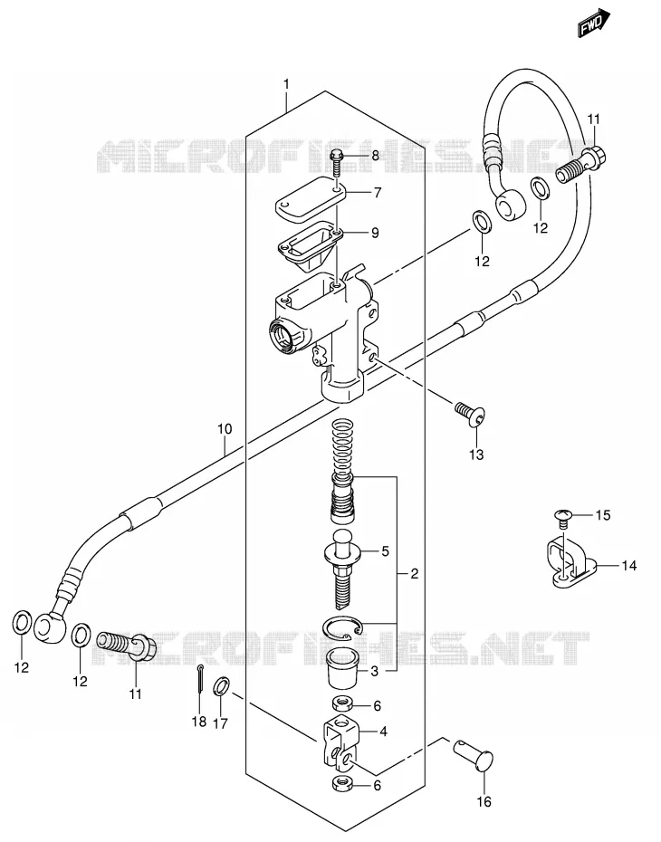 REAR BRAKE MASTER CYLINDER (MODEL K4) Suzuki MOTO 125 RM 2005  RM125K5