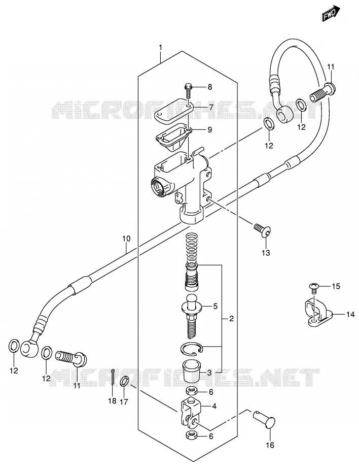 REAR BRAKE MASTER CYLINDER (MODEL K5/K6) Suzuki MOTO 125 RM 2004  RM125K4