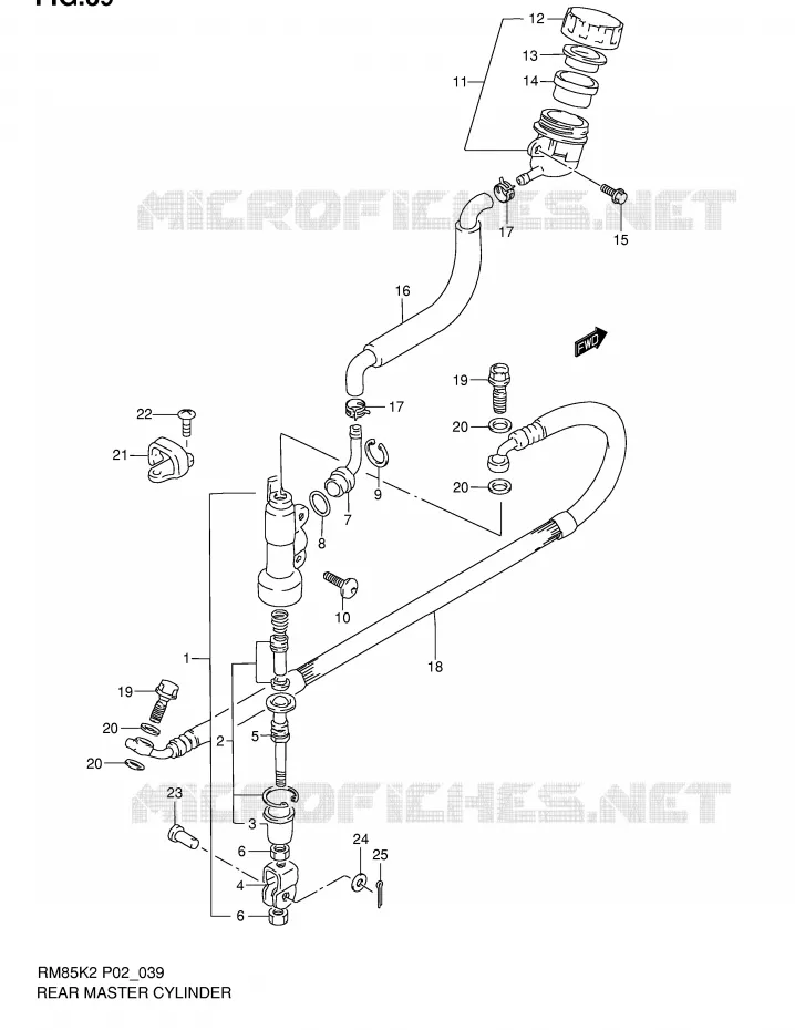 REAR BRAKE MASTER CYLINDER Suzuki MOTO 85 RM 2002  RM85K2(P2)