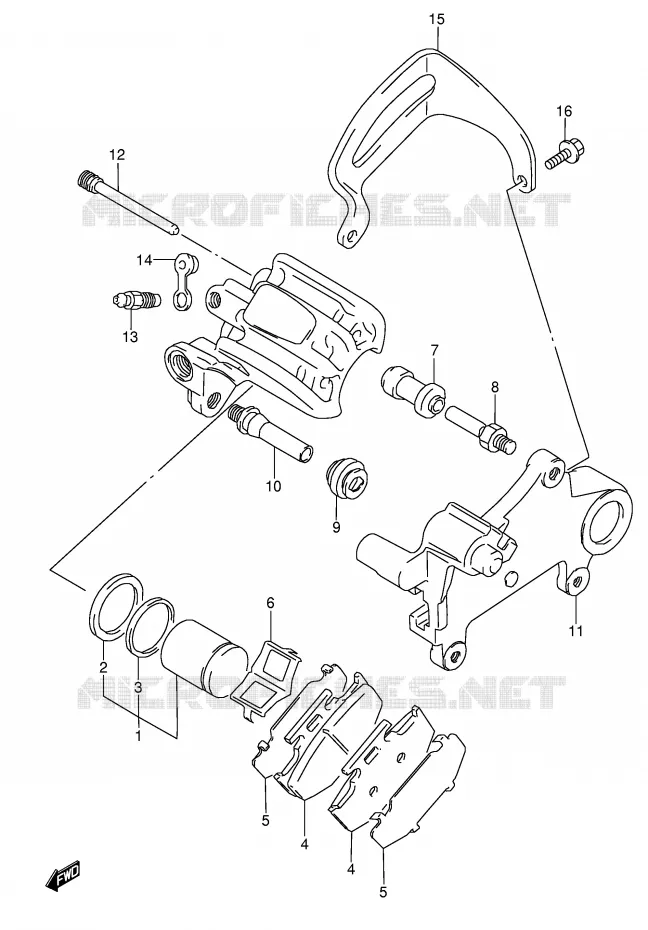 REAR CALIPERS (MODEL K) Suzuki MOTO 250 RMX 1990  RMX250L(E1)