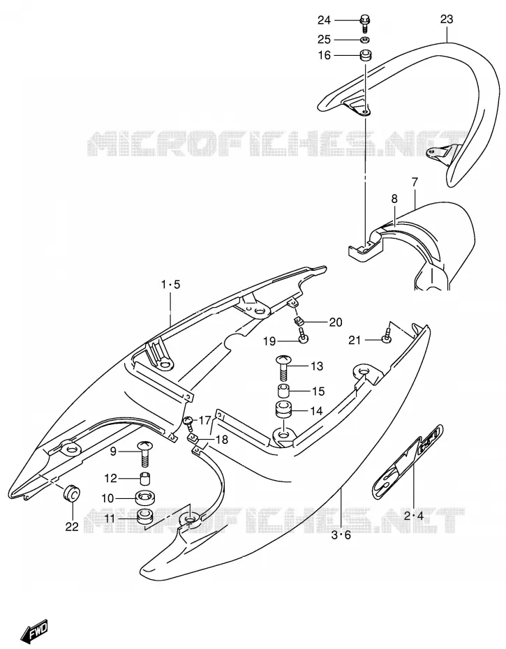 REAR FAIRING - SEAT COWL (MODEL K1) Suzuki MOTO 650 SV 2002  SV650K2(E2)