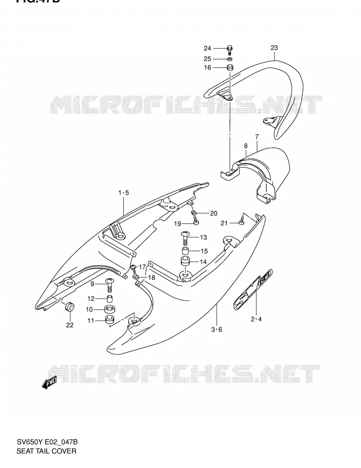 REAR FAIRING - SEAT COWL (MODEL K2) Suzuki MOTO 650 SV 2000  SV650UY(E2)