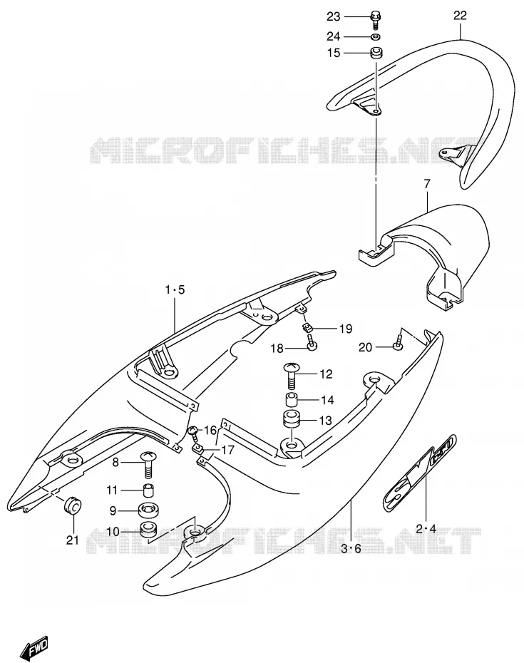 REAR FAIRING - SEAT COWL (MODEL X) Suzuki MOTO 650 SV 2000  SV650UY(E2)