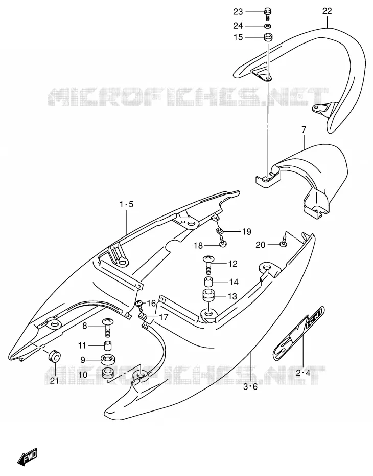REAR FAIRING - SEAT COWL (MODEL Y) Suzuki MOTO 650 SV 1999  SV650UX(E2)
