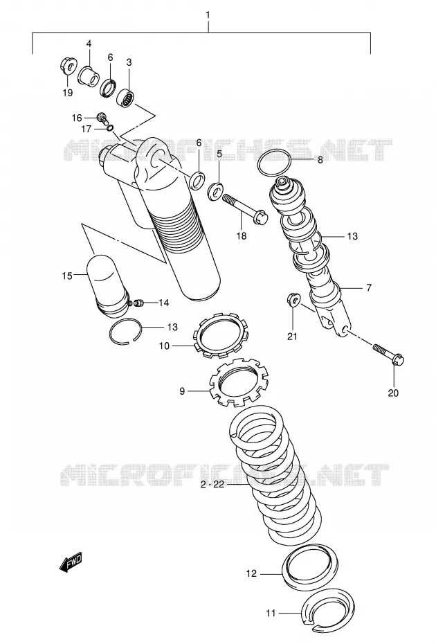 REAR SHOCK ABSORBER (MODEL K1/K2/K3) Suzuki MOTO 250 RM 2005  RM250K5(E3/E28)