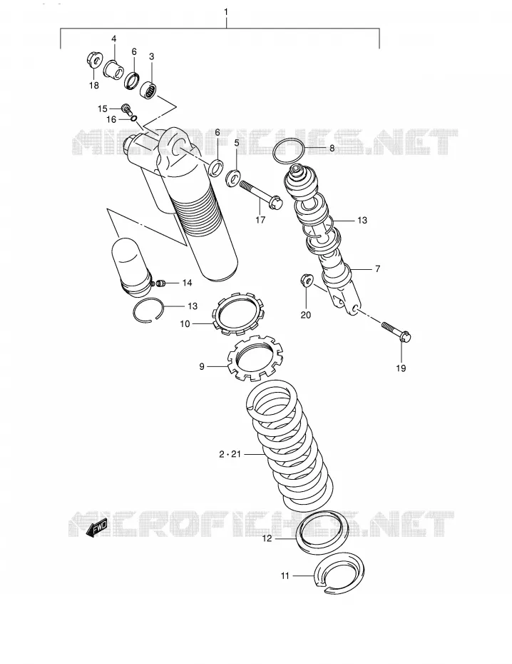 REAR SHOCK ABSORBER Suzuki MOTO 250 RM 2002  RM250K2(E2)