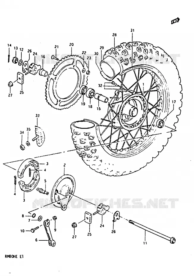 REAR WHEEL (MODEL D) Suzuki MOTO 80 RM 1984  RM80HE(D/E)