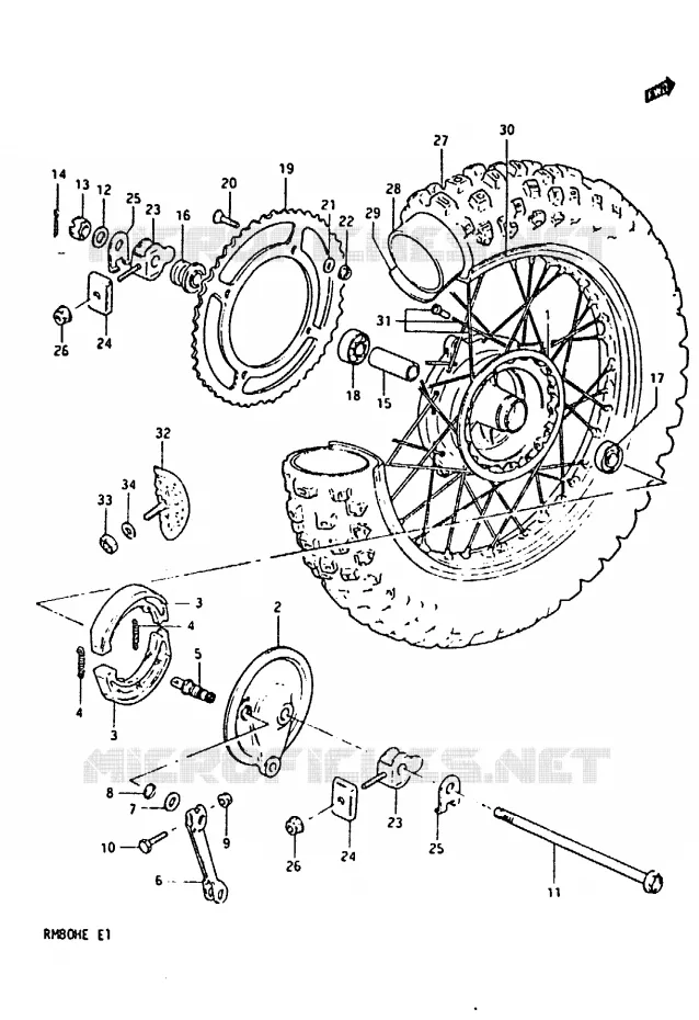 REAR WHEEL (MODEL E) Suzuki MOTO 80 RM 1984  RM80HE(D/E)