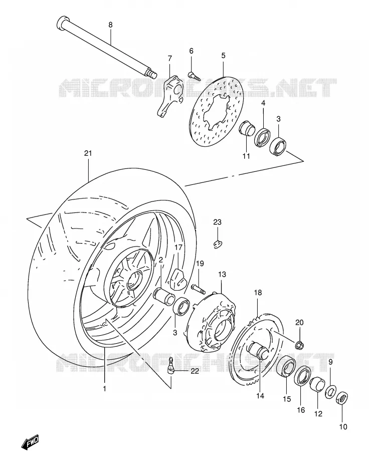 REAR WHEEL Suzuki MOTO 1000 TL-S 1999  TL1000SX(E2)