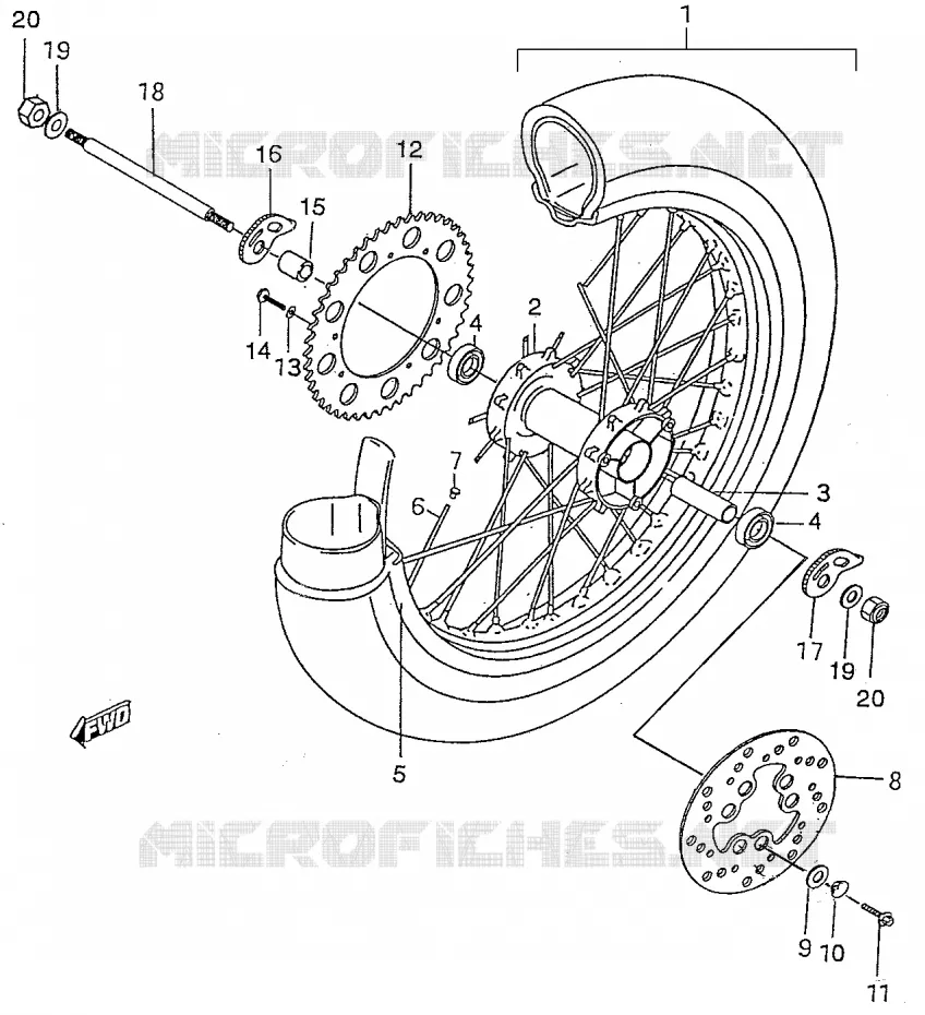 REAR WHEEL Suzuki MOTO 50 RMX 2000  RMX50Y