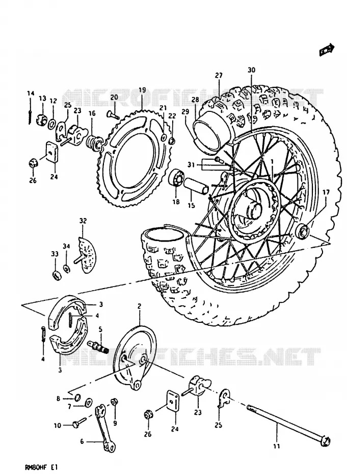 REAR WHEEL Suzuki MOTO 80 RM 1985  RM80HF