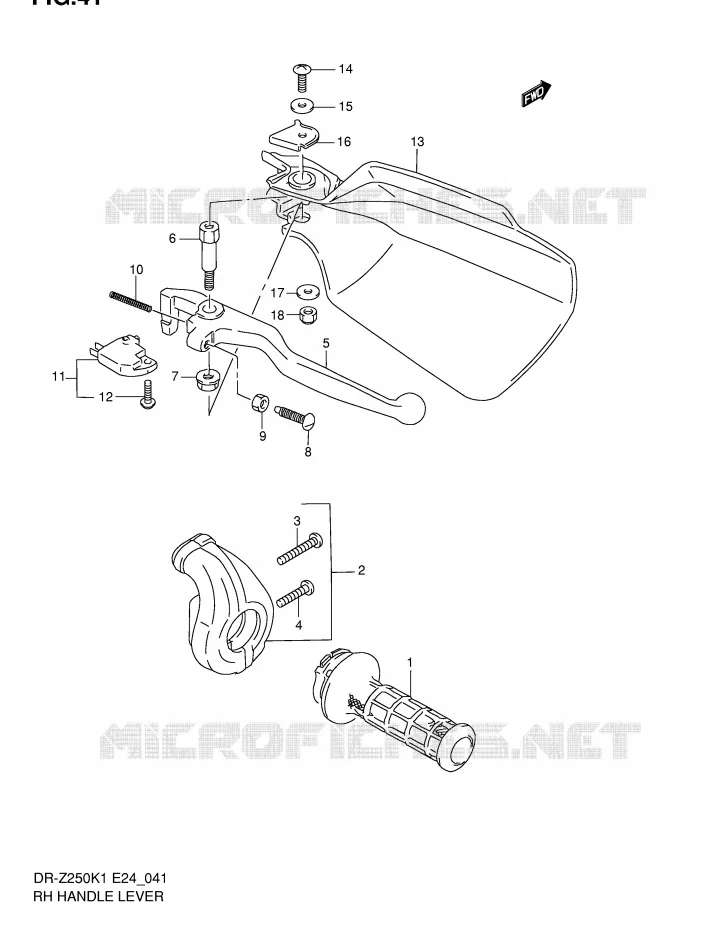RH HANDLE LEVER Suzuki MOTO 250 DR-Z 2002  DR-Z250K2(E24)