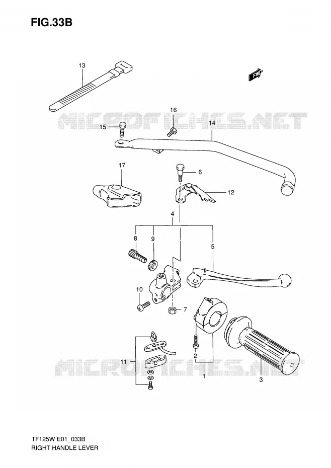 RIGHT LEVER - HANDGRIP (MODEL K5) Suzuki MOTO 125 Autres-modeles 1999  TF125X(E1)