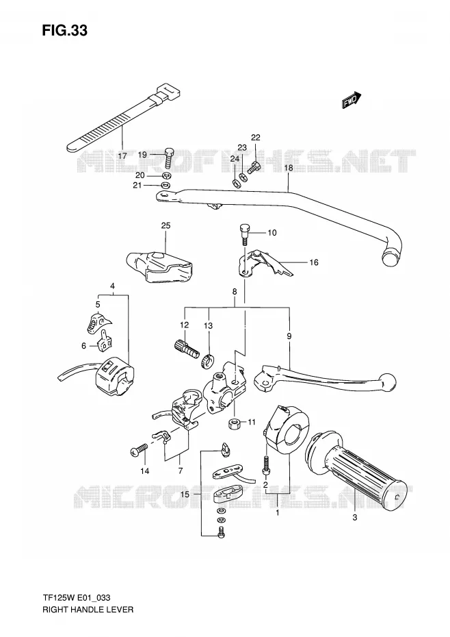 RIGHT LEVER - HANDGRIP (MODEL X/W) Suzuki MOTO 125 Autres-modeles 1999  TF125X(E1)