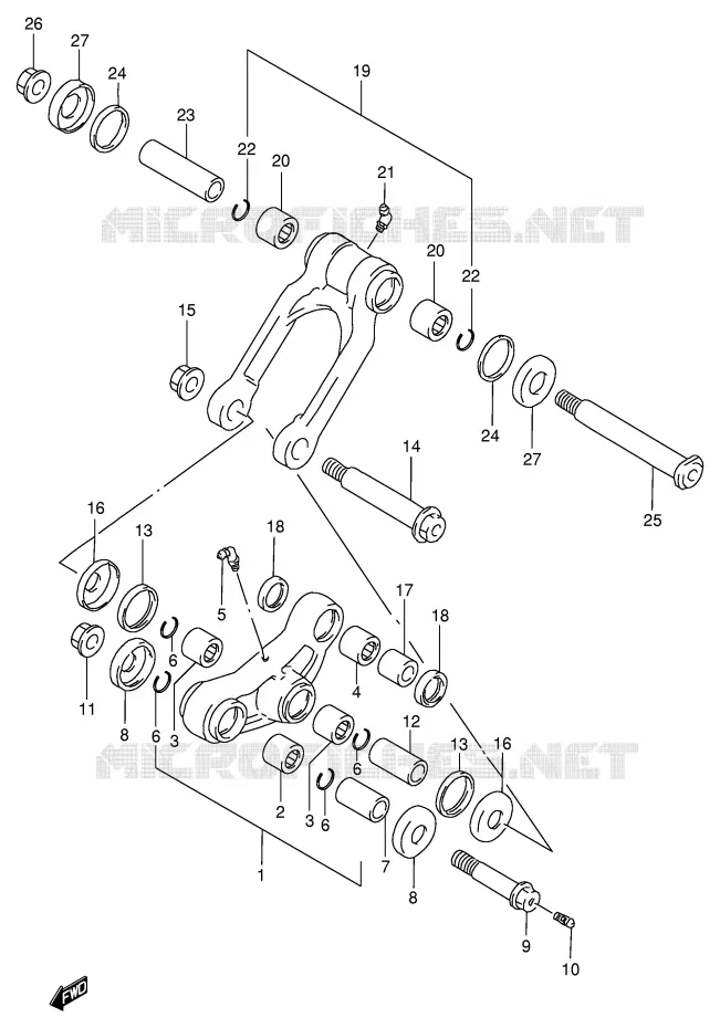 SHOCK ABSORBER LINKAGE (MODEL X) Suzuki MOTO 250 RMX 1998  RMX250SW(E24)