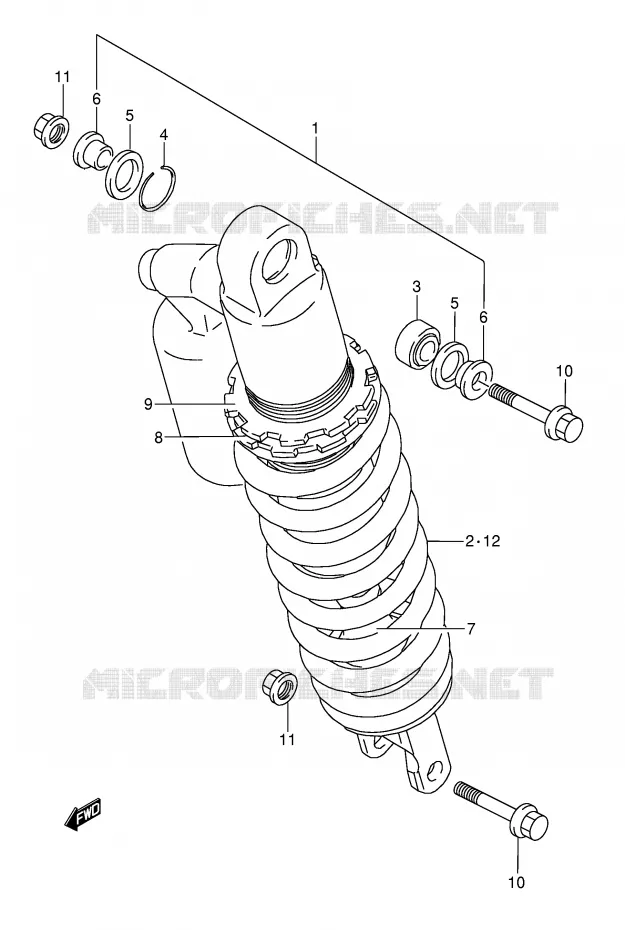 SHOCK ABSORBER (MODEL M) Suzuki MOTO 250 RMX 1993  RMX250P(E1)