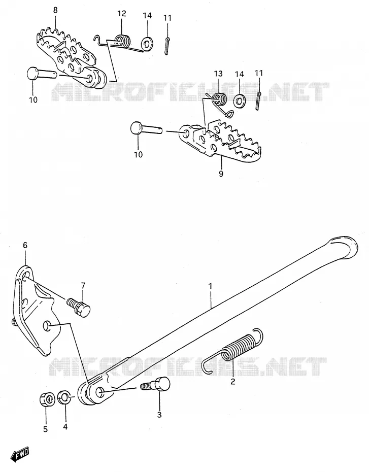 STAND - FOOTREST (MODEL K/L/M/N) Suzuki MOTO 250 RMX 1994  RMX250R(E28)