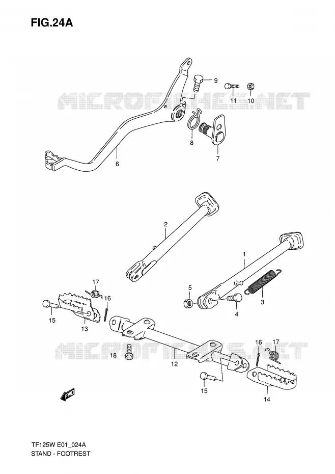 STAND - FOOTREST (MODEL K5) Suzuki MOTO 125 Autres-modeles 1998  TF125W(E1)