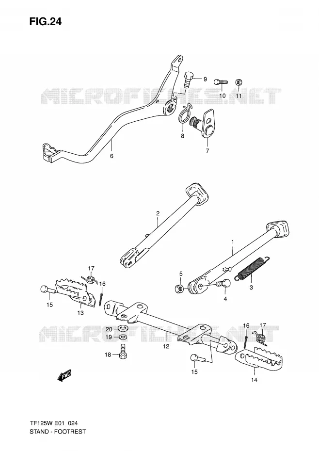 STAND - FOOTREST (MODEL X/W) Suzuki MOTO 125 Autres-modeles 2005  TF125K5(E1)