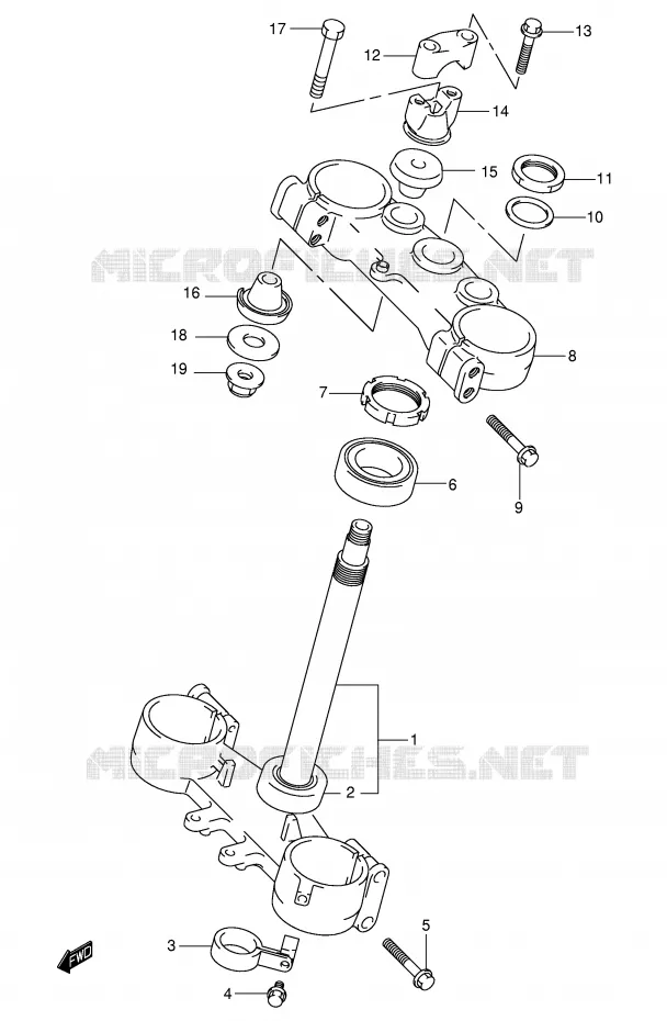 STEERING COLUMN (MODEL K2) Suzuki MOTO 250 RM 2004  RM250K4(E3/E28)