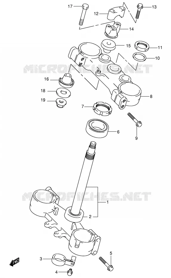 STEERING COLUMN (MODEL K3) Suzuki MOTO 250 RM 2004  RM250K4(E3/E28)
