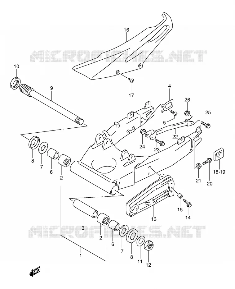 SWINGARM (MODEL V E18,E22,E24,E39) Suzuki MOTO 1000 TL-S 1998  TL1000SW(E2)