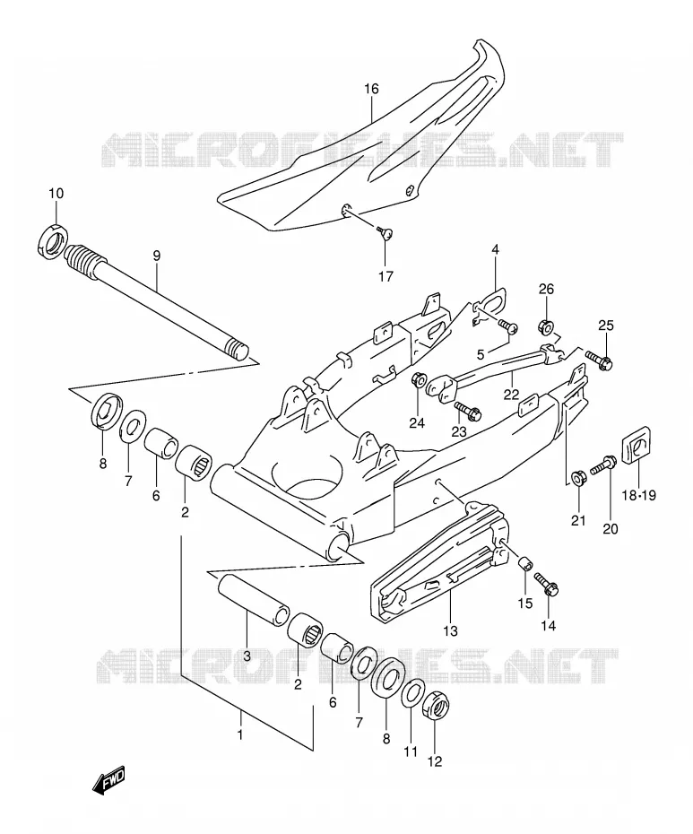 SWINGARM (MODEL W/X/Y/K1 E18,E22,E24) Suzuki MOTO 1000 TL-S 2000  TL1000SY(E2)