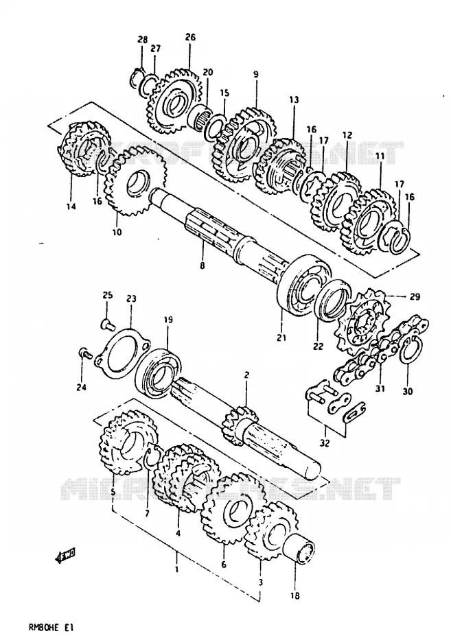 TRANSMISSION (MODEL E) Suzuki MOTO 80 RM 1983  RM80HD(D/E)