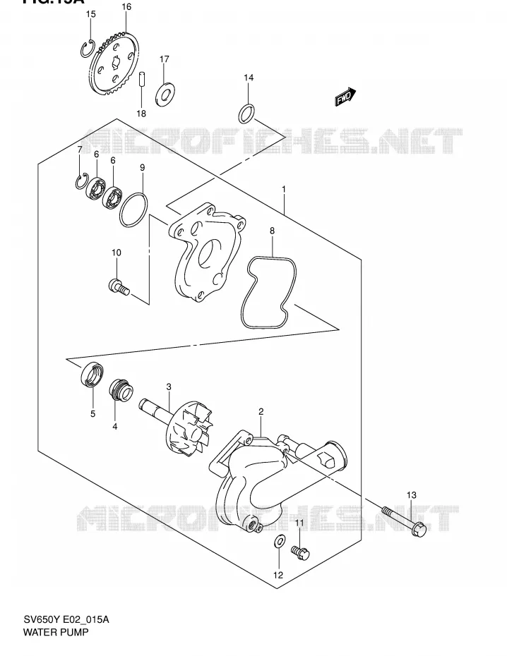 WATER PUMP (MODEL K1/K2) Suzuki MOTO 650 SV-S 2002  SV650SUK2(E2)