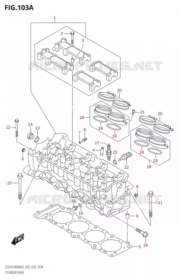 CYLINDER HEAD Suzuki MOTO 1000 GSX-R 2023  GSX-R1000A / GSX-R1000RA / GSX-R1000RZA M3 (E03 E33 E28)