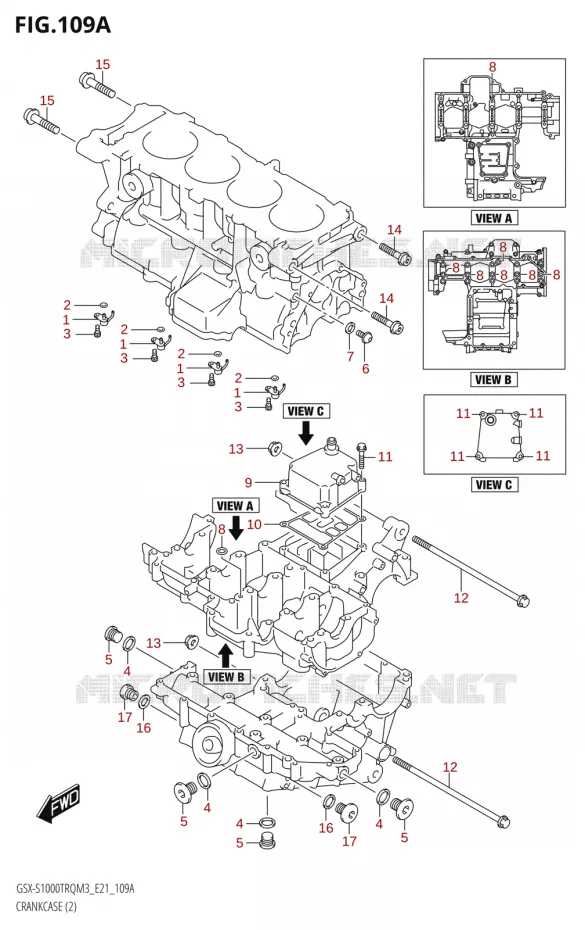 CRANKCASE (2) Suzuki MOTO 1000 GSX-S 2023  GSX-S1000TRQ M3 (E21)