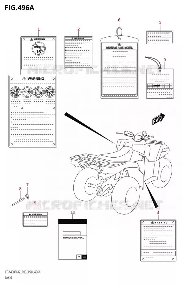 LABEL (P03) Suzuki QUAD 400 KINGQUAD 2022  LT-A400F M2 (P03/P28)