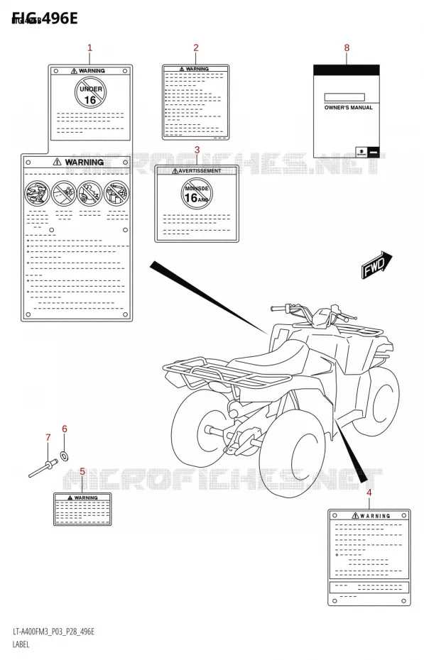 LABEL (P28) Suzuki QUAD 400 KINGQUAD 2023  LT-A400F M3 (P03)