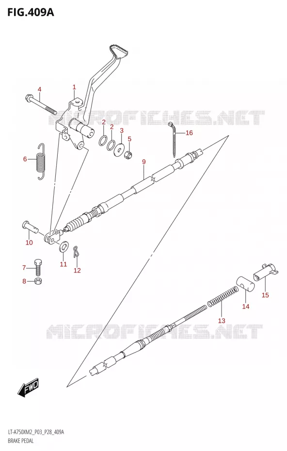 BRAKE PEDAL Suzuki QUAD 750 KINGQUAD 2022  LT-A750XP M2 (P03 / P28 /P33)
