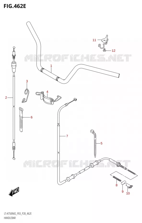 HANDLEBAR (LT-A750XP:M2:P28) Suzuki QUAD 750 KINGQUAD 2022  LT-A750XP M2 (P03 / P28 /P33)