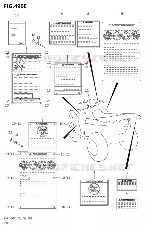 LABEL (LT-A750XP:M2:P28) Suzuki QUAD 750 KINGQUAD 2022  LT-A750XP M2 (P03 / P28 /P33)
