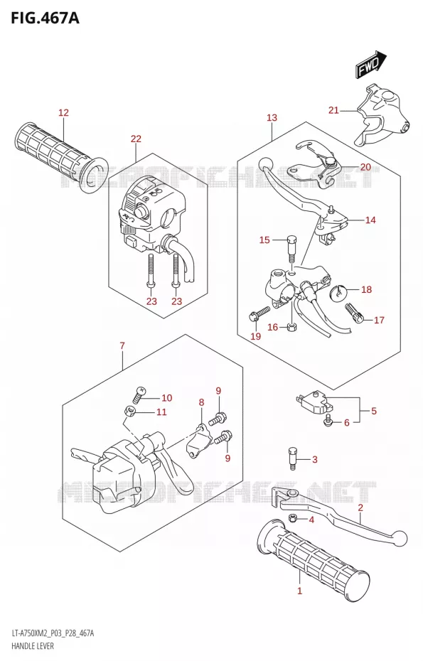 LEVERS - HANDGRIPS Suzuki QUAD 750 KINGQUAD 2022  LT-A750XP M2 (P03 / P28 /P33)