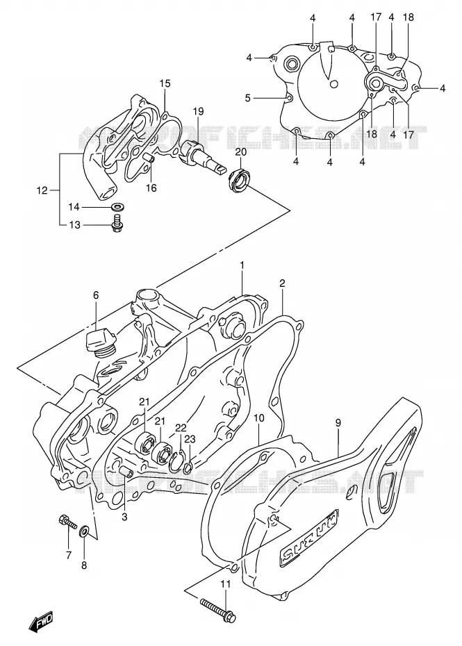 CRANKCASE COVER- WATER PUMP Suzuki MOTO 80 RM 1996  RM80T(E24)