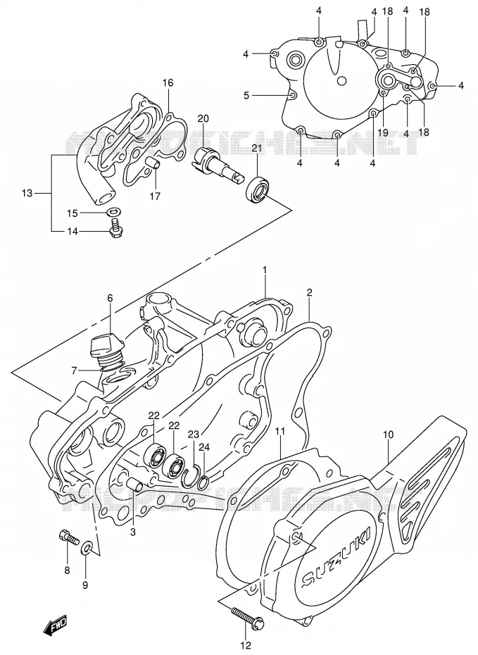 CRANKCASE COVER- WATER PUMP Suzuki MOTO 85 RM 2002  RM85K2(P3/P28)