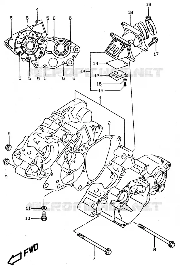 CRANKCASE Suzuki MOTO 80 RM 1999  RM80XX(T/V/W)