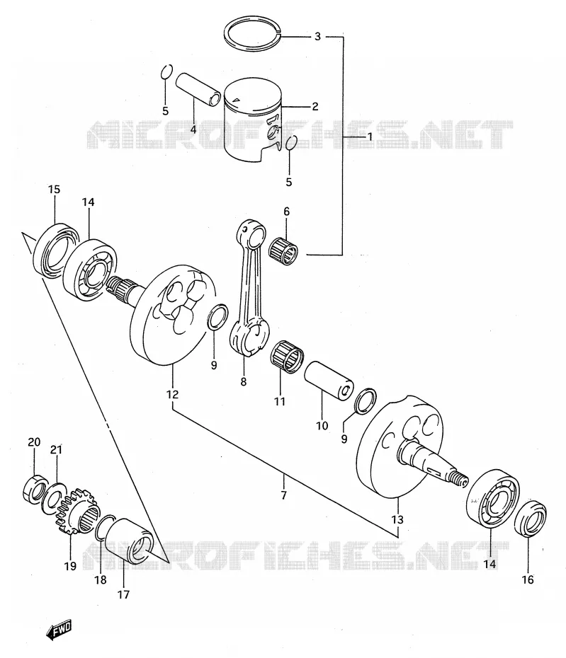 CRANKSHAFT (MODEL L) Suzuki MOTO 80 RM 1991  RM80M(E28)