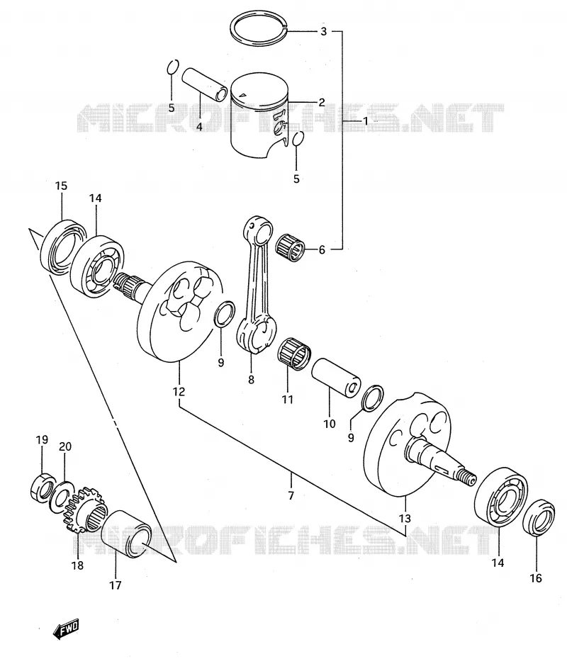 CRANKSHAFT (MODEL M/N/P/R/S) Suzuki MOTO 80 RM 1995  RM80S(E28)