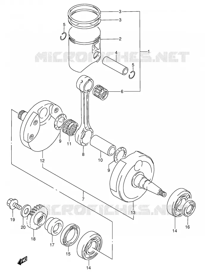 CRANKSHAFT (MODEL S/T) Suzuki MOTO 250 RMX 1994  RMX250R(E1)