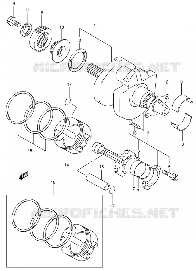 CRANKSHAFT Suzuki MOTO 650 SV 2002  SV650K2(E2)
