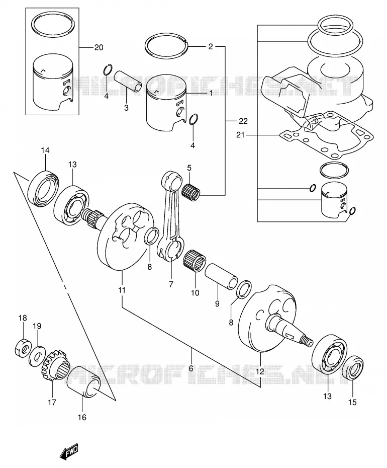 CRANKSHAFT Suzuki MOTO 80 RM 2001  RM80K1(P3/P28)